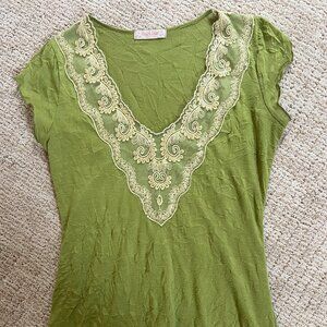 Pearl Star Top with Lace Trim
